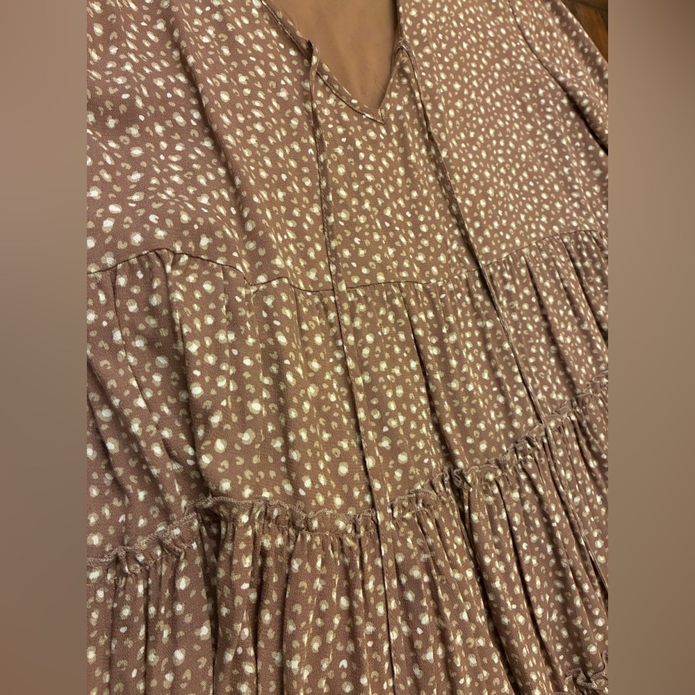 Altar'd State Dress Polka Dot Peasant Tiered Large Bell Sleeves L Cottage Boho - Picture 2 of 3